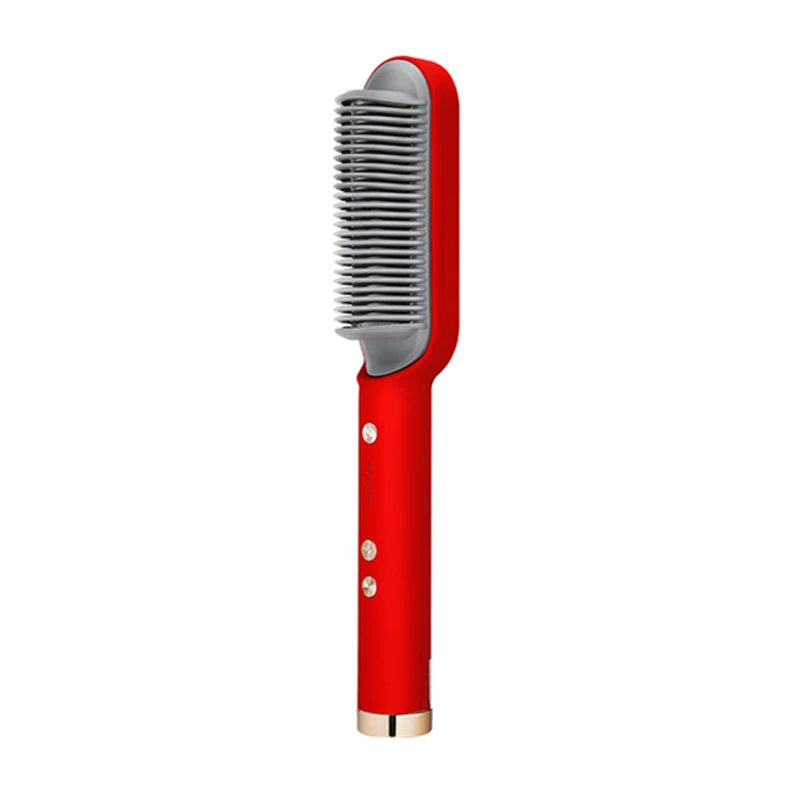 Hair Straightener Ceramic Hot Comb 2 in 1 Electric Straighten Hair Brush Negative Ion Fast Heating Styling Tool 